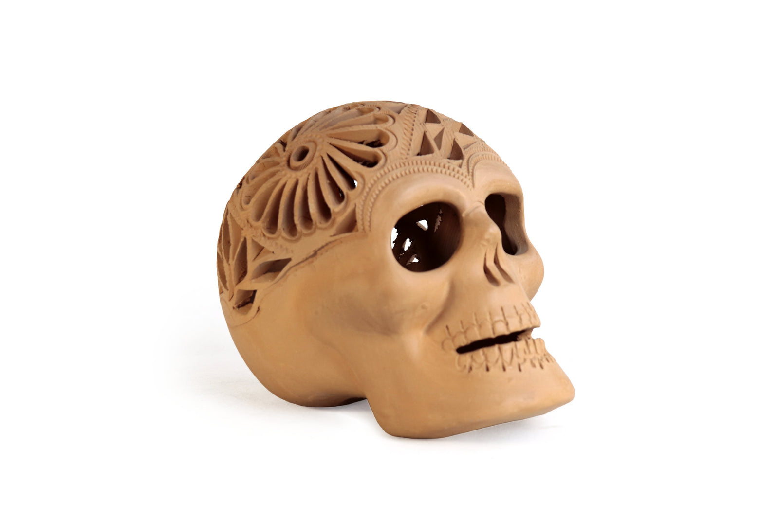 Cráneo Barro Natural - 18 cm. 7.1 in. Barro negro