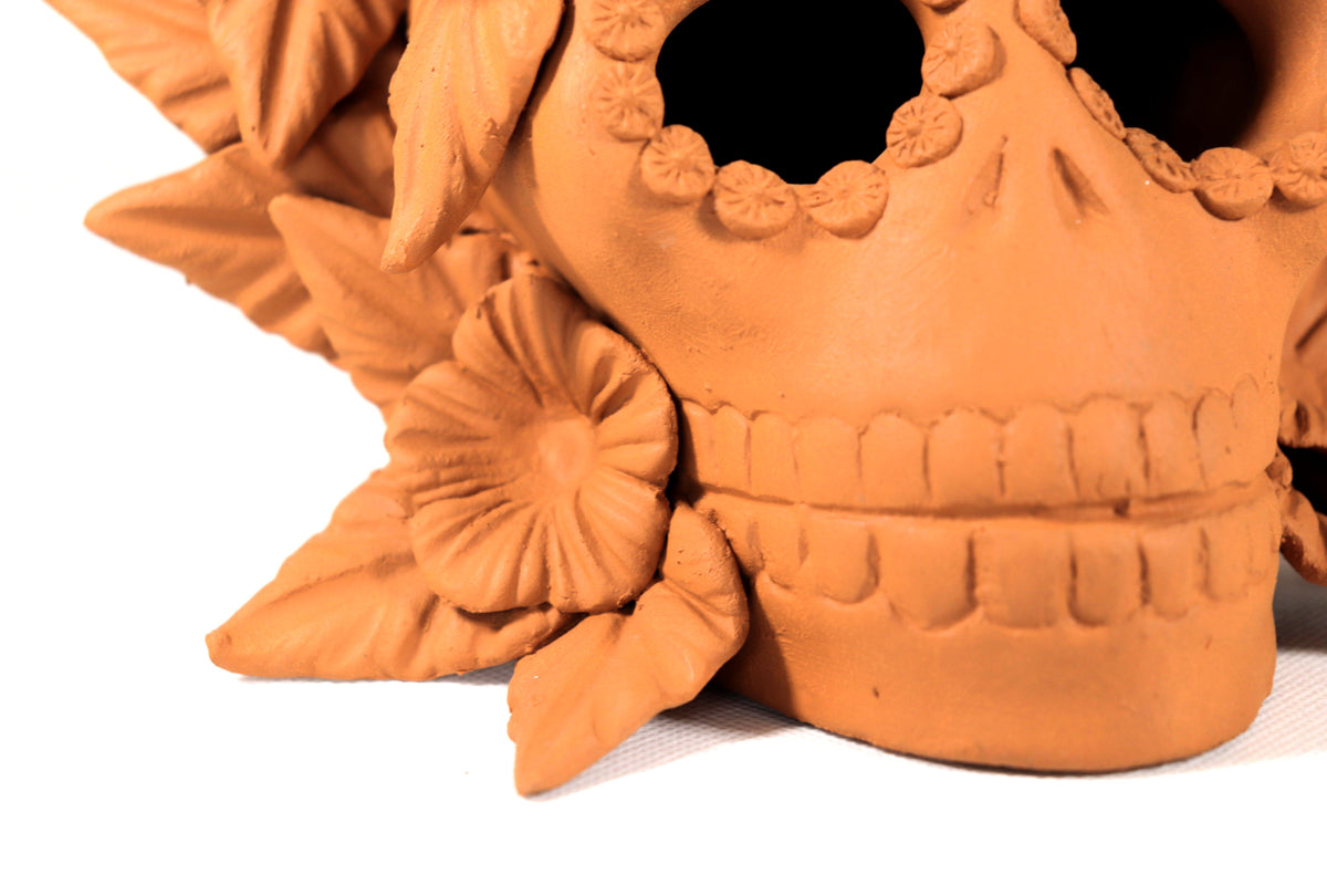 Candelero de Día de Muertos Naranja 22 cm. 8.6 in.