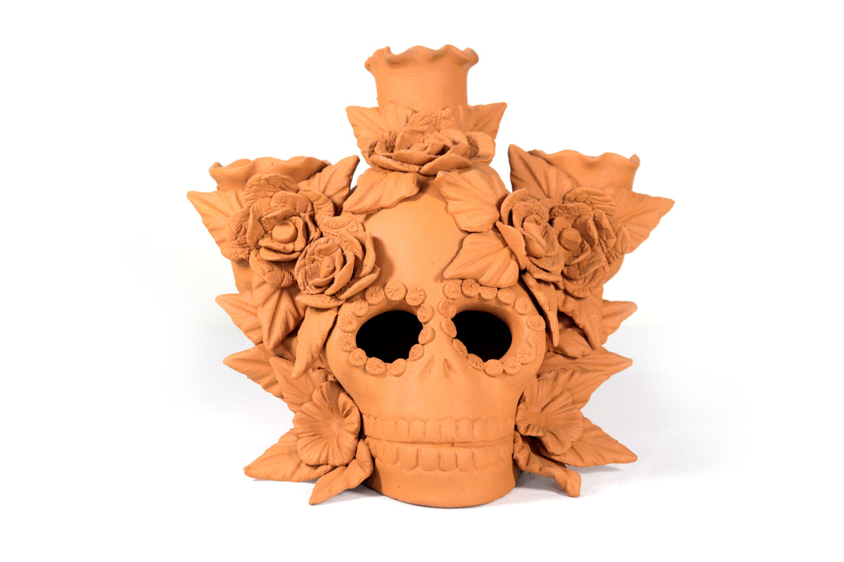 Candelero de Día de Muertos Naranja 22 cm. 8.6 in.