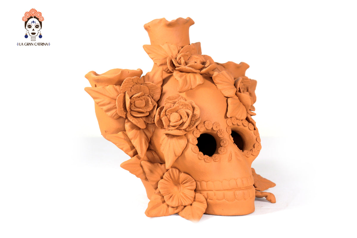 Candelero de Día de Muertos Naranja 22 cm. 8.6 in.