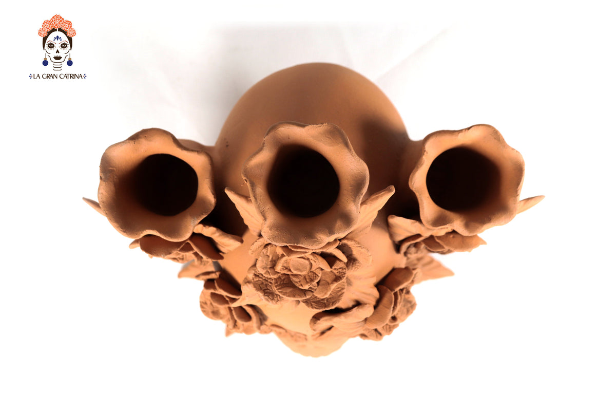 Candelero de Día de Muertos Naranja 22 cm. 8.6 in.