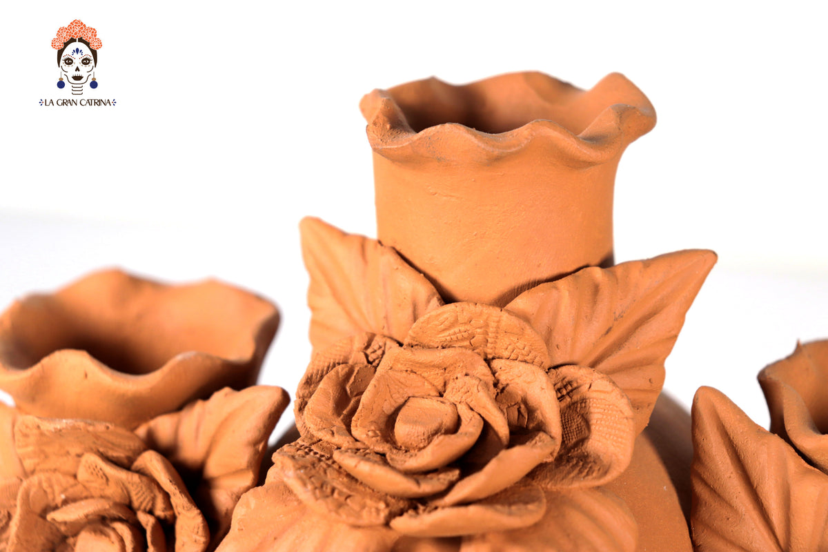 Candelero de Día de Muertos Naranja 22 cm. 8.6 in.