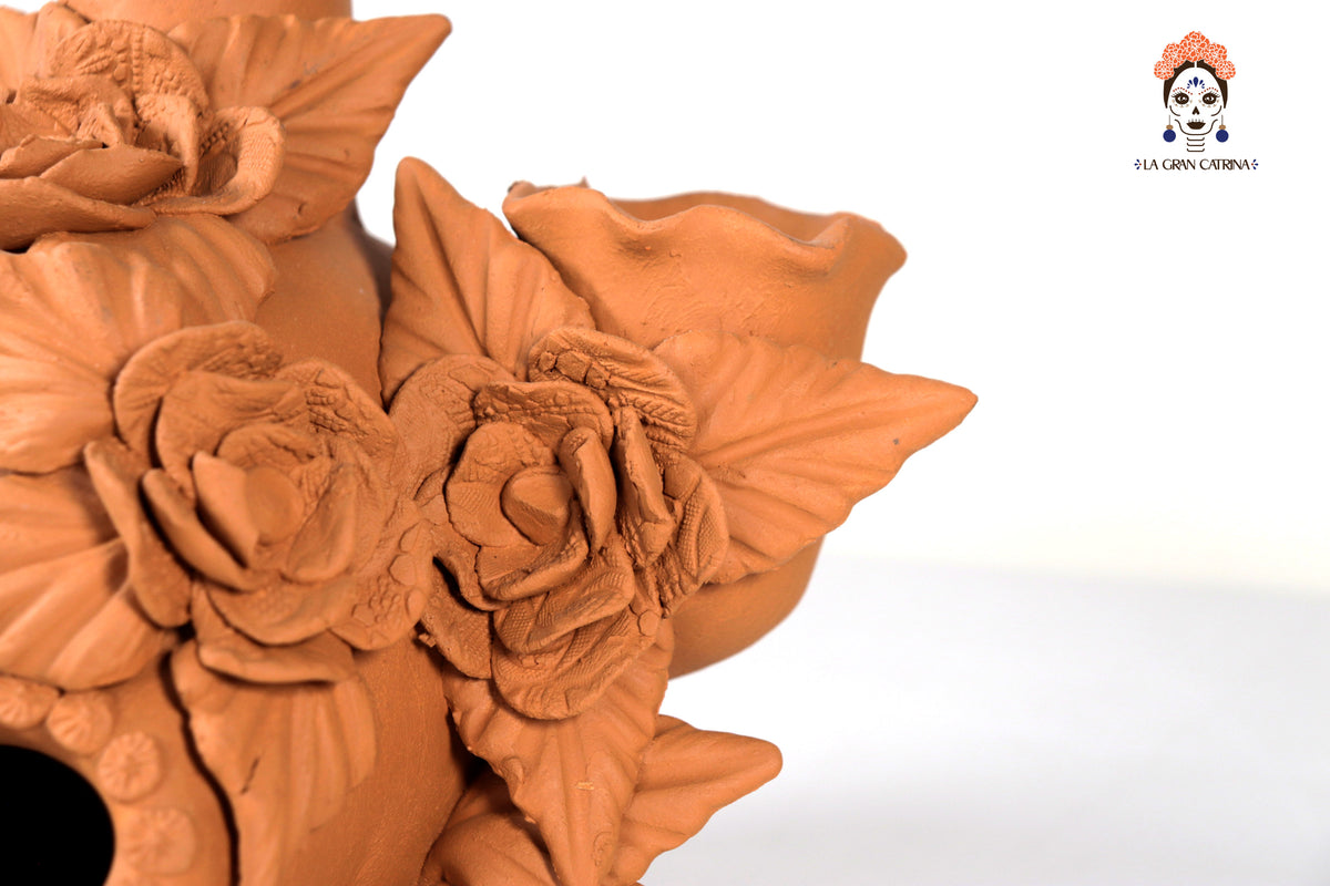 Candelero de Día de Muertos Naranja 22 cm. 8.6 in.