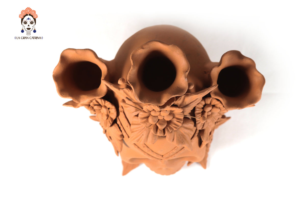 Candelero de Día de Muertos Naranja II 22 cm. 8.6 in.