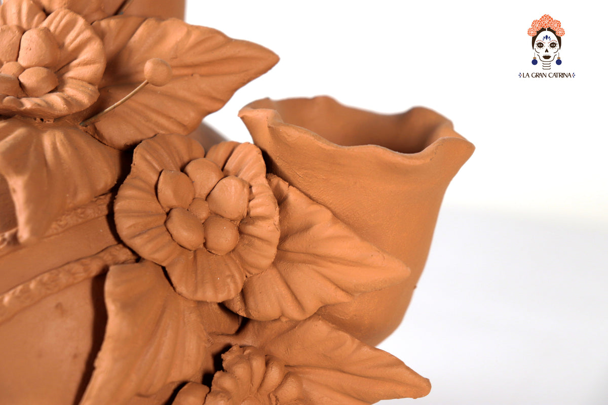 Candelero de Día de Muertos Naranja II 22 cm. 8.6 in.