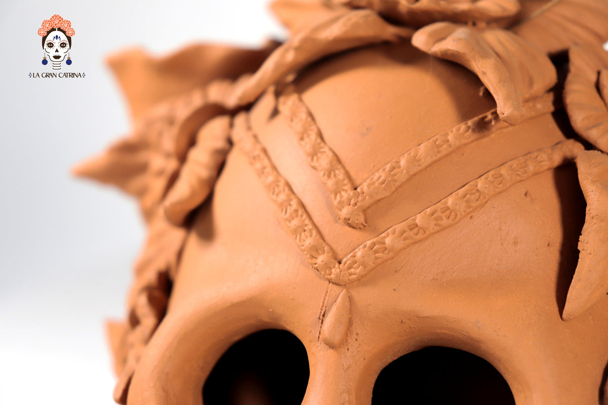 Candelero de Día de Muertos Naranja II 22 cm. 8.6 in.