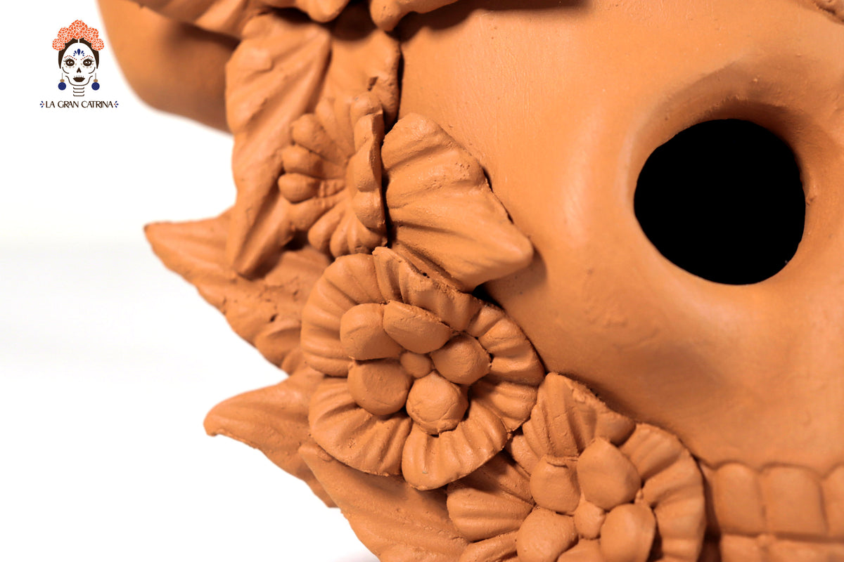 Candelero de Día de Muertos Naranja II 22 cm. 8.6 in.