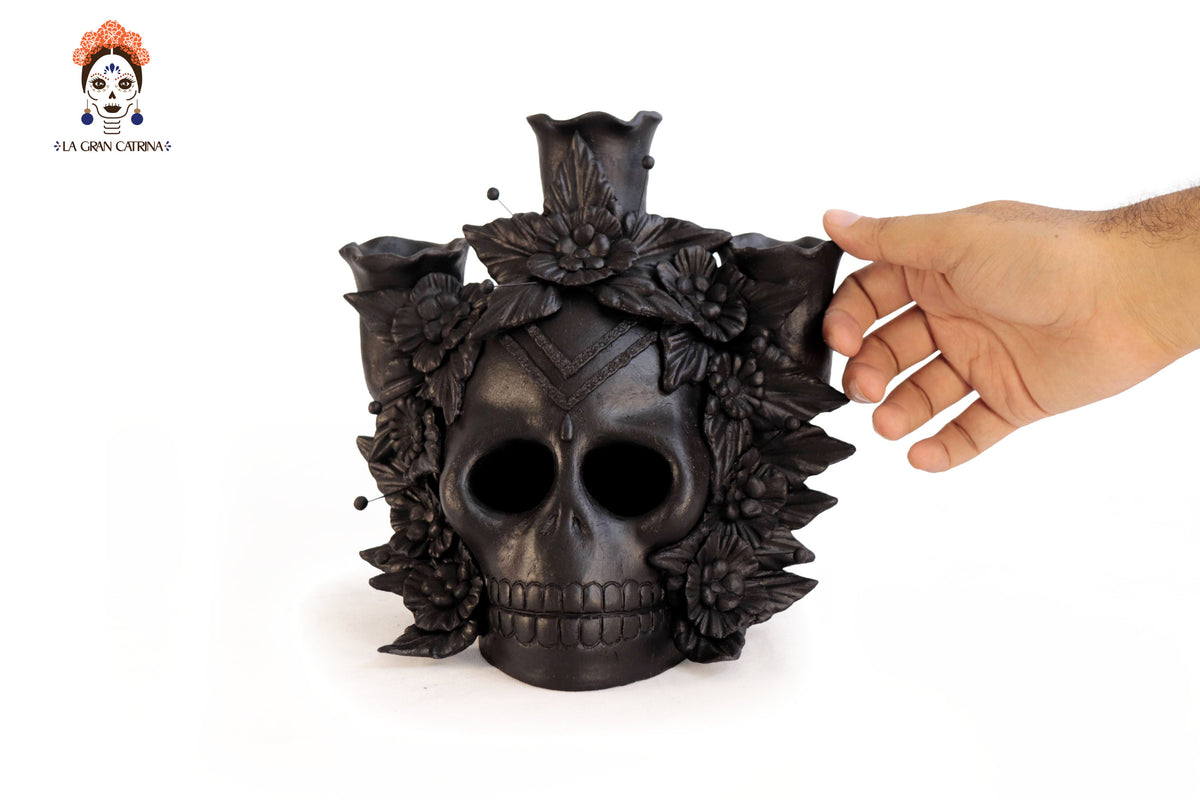 Candelero I de Día de Muertos para 3 Velas - 22 cm. 09 in. Maceta