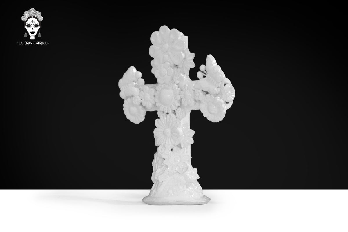 Cruz blanca - Barro vidriado - 16.5 cm. 6.7 in.