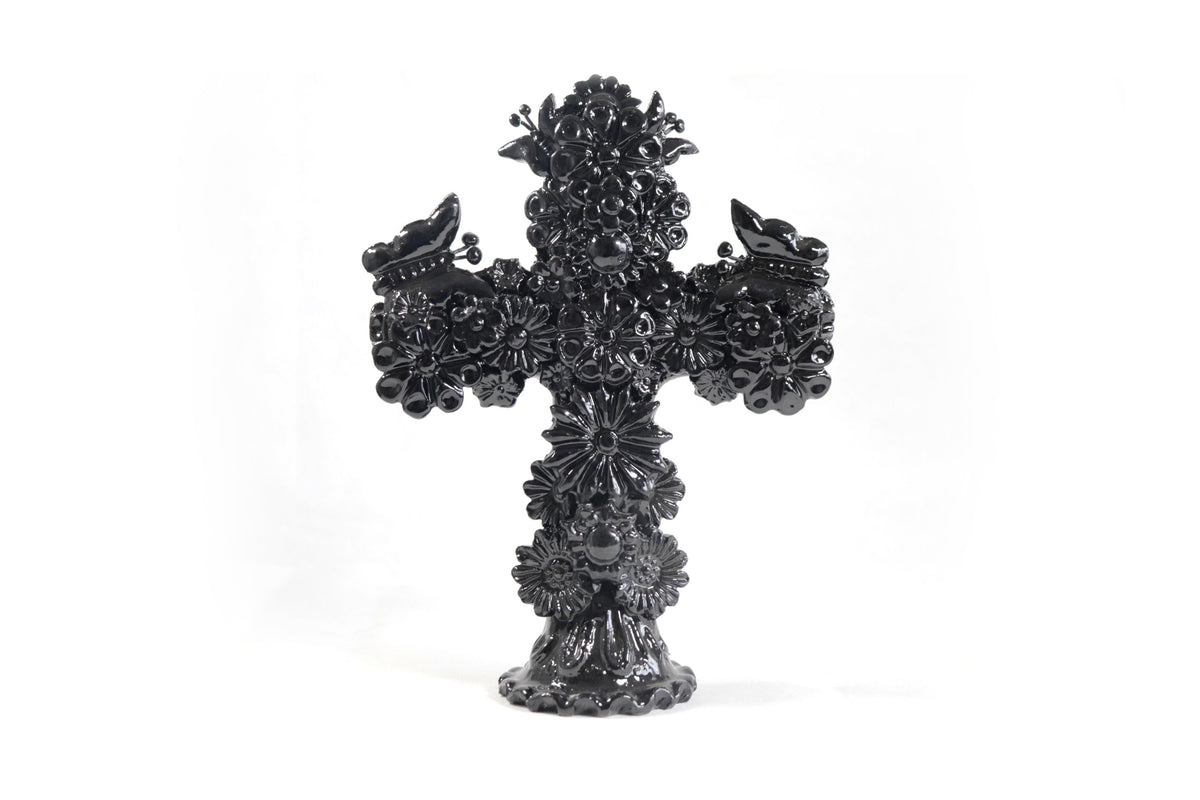 Cruz negro - Barro vidriado - 25 cm. 10 in.