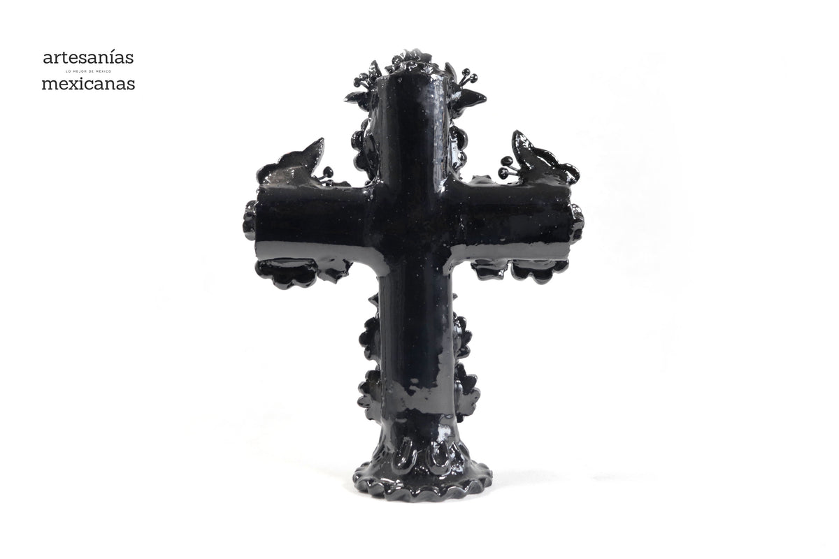 Cruz negro - Barro vidriado - 25 cm. 10 in.