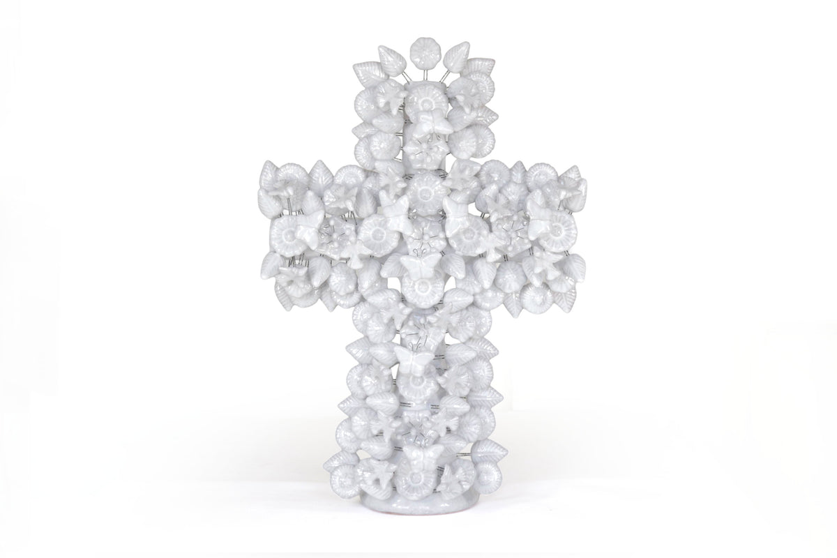 Cruz blanca - Barro vidriado - 50 cm. 19.6 in.