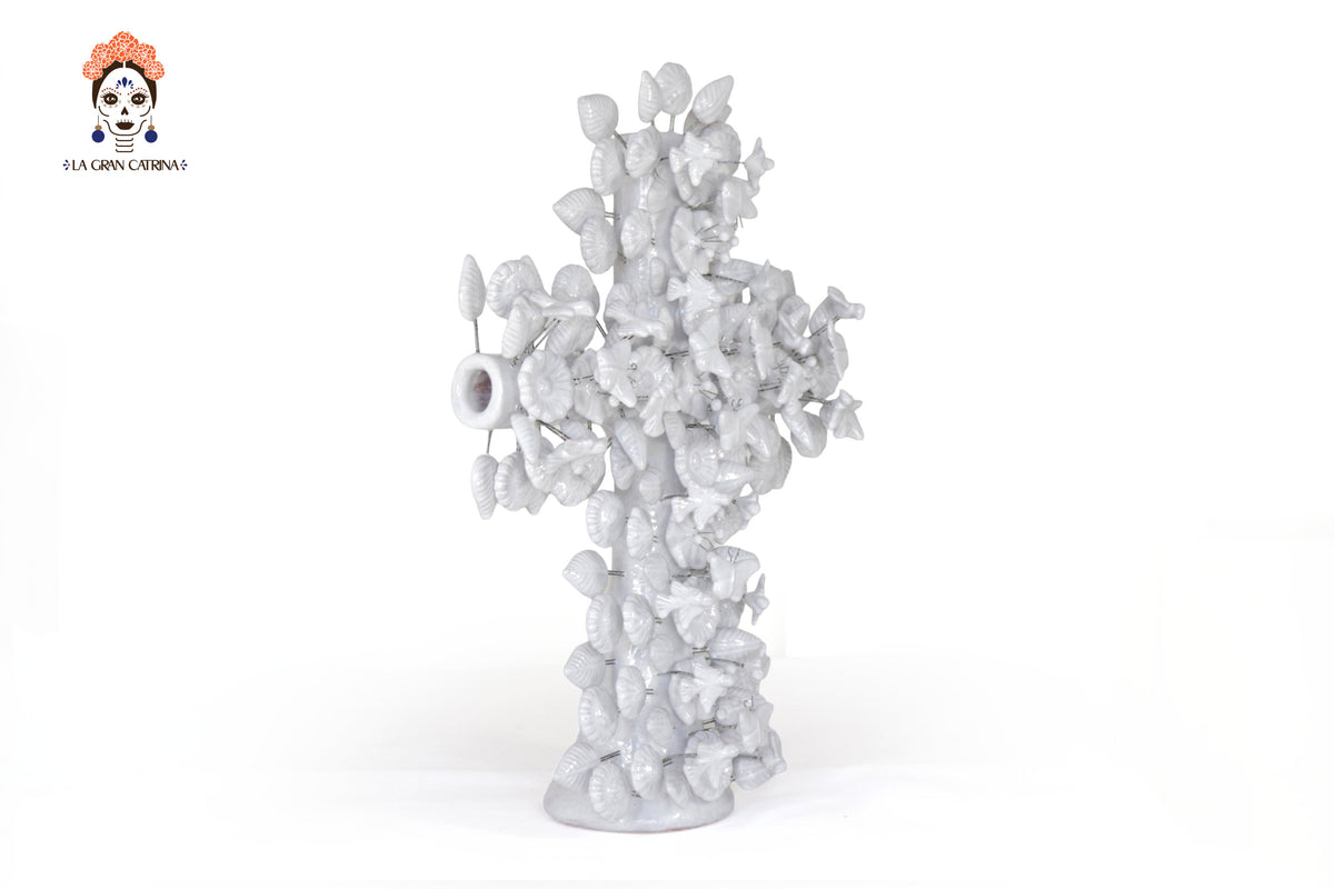 Cruz blanca - Barro vidriado - 50 cm. 19.6 in.