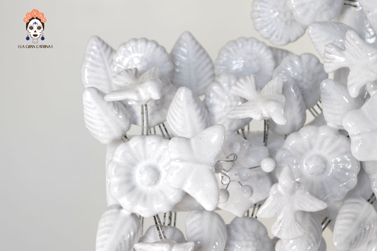 Cruz blanca - Barro vidriado - 50 cm. 19.6 in.