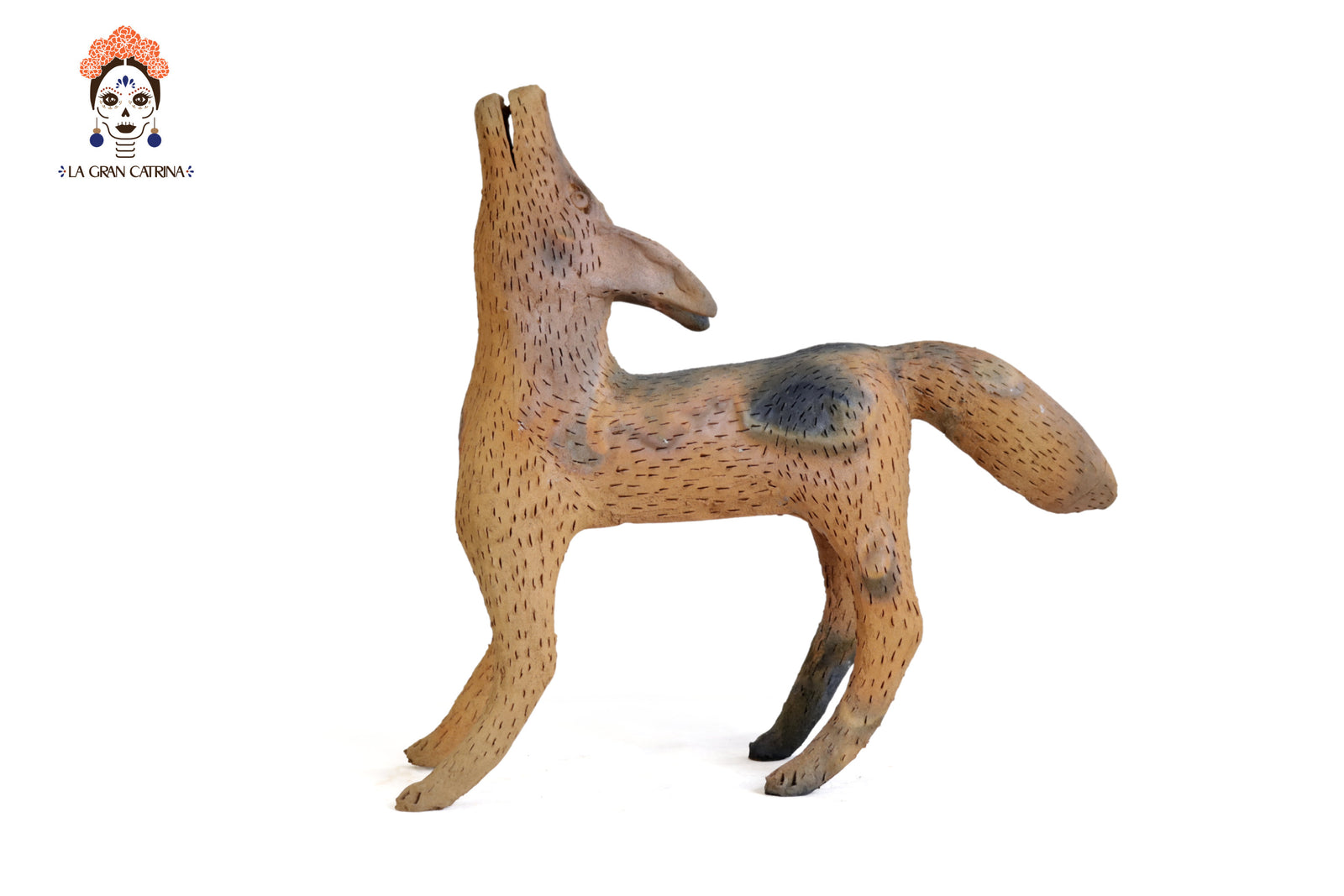 Coyote Grande de Barro Natural - 44 cm. 17.3 In. Zipiajo
