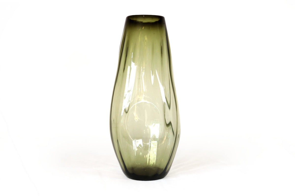 Florero de Vidrio Soplado Verde Oliva 48 cm. 18.8 in. Vidrio Soplado