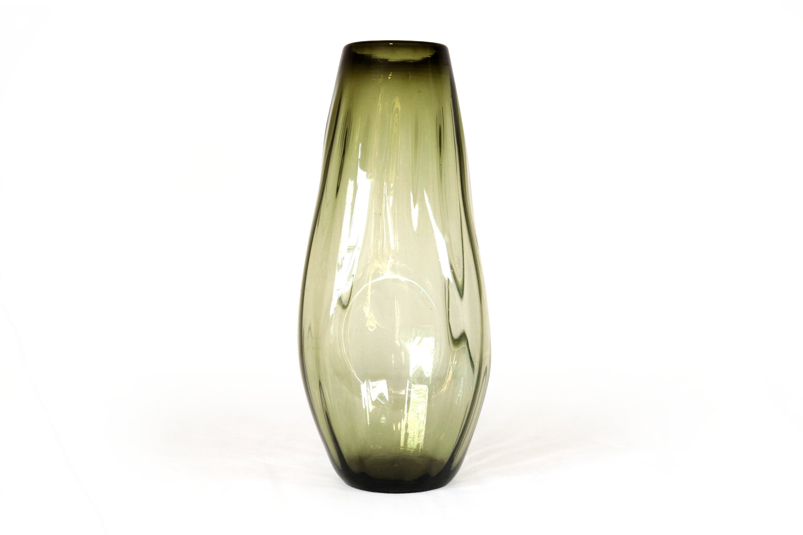 Florero de Vidrio Soplado Verde Oliva 48 cm. 18.8 in. Vidrio Soplado