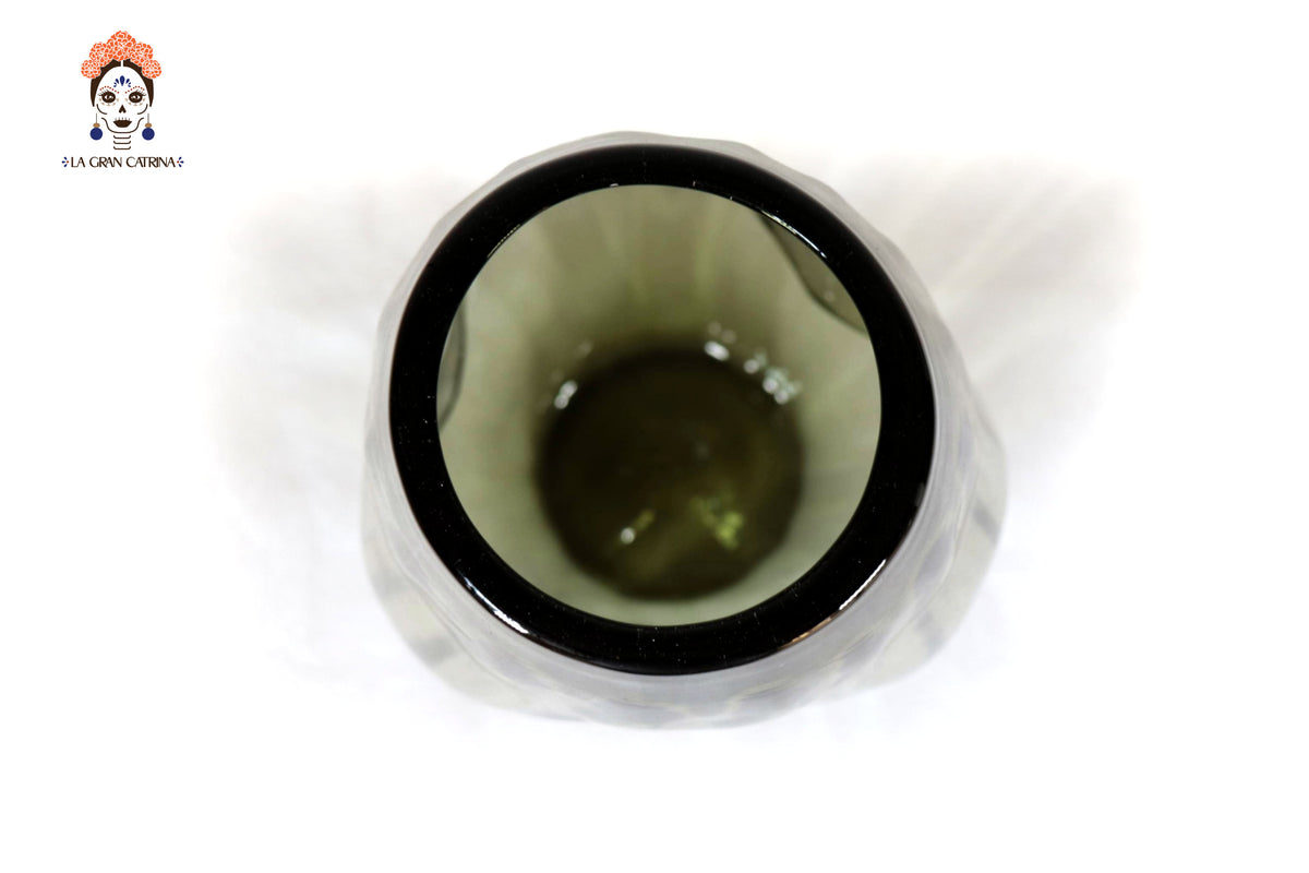 Florero de Vidrio Soplado Verde Oliva 48 cm. 18.8 in. Vidrio Soplado
