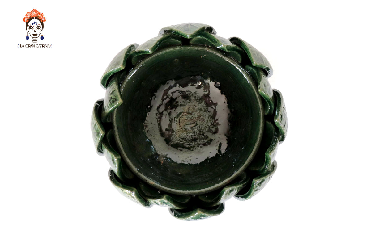 Frutero Mediano Verde Barro Vidriado - 20 cm. 7.8 in. Vidriado Santa Fe