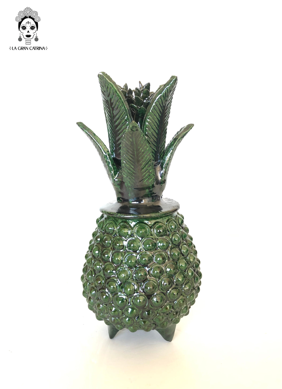 Piña michoacana de barro - Bolitas verdes - 28 cm. 11 in.