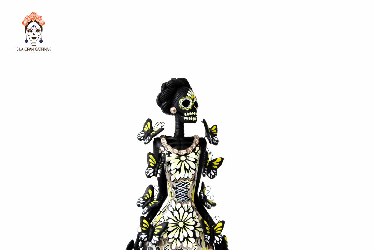 Catrina de mariposas blancas y amarillas - 30 cm. 12 in.