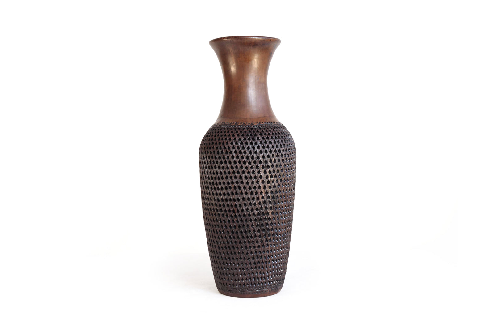 Jarrón Café "Fuego" Artesanal de Barro - 44 cm. 17.3 in. Barro negro