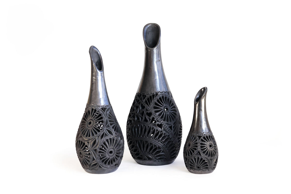 Set de 3 Jarrones "Río" de Barro - 43 cm. 16.9 in., 36 cm. 14.1 in., 23 cm. 9 in.