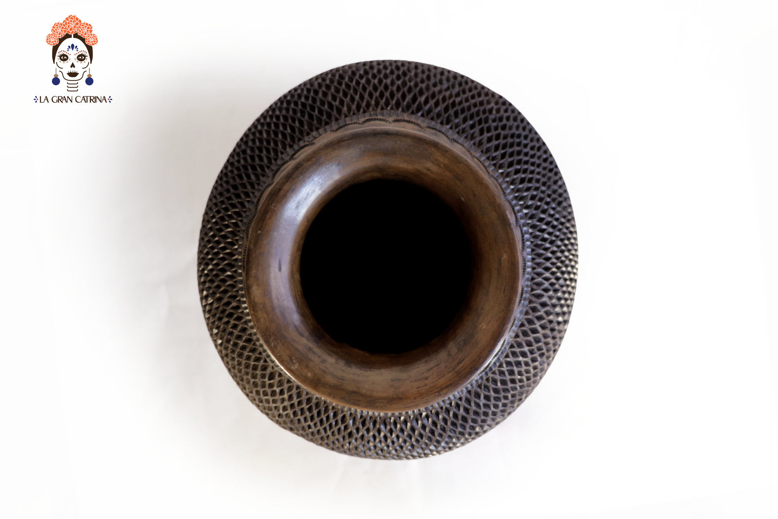 Jarrón "Rombos" Artesanal de Barro Negro 43 cm. 16.9 in. Barro negro