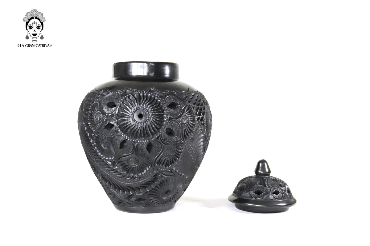 Jarrón &quot;Arena&quot; Artesanal de Barro Negro 37 cm. 14.5 in