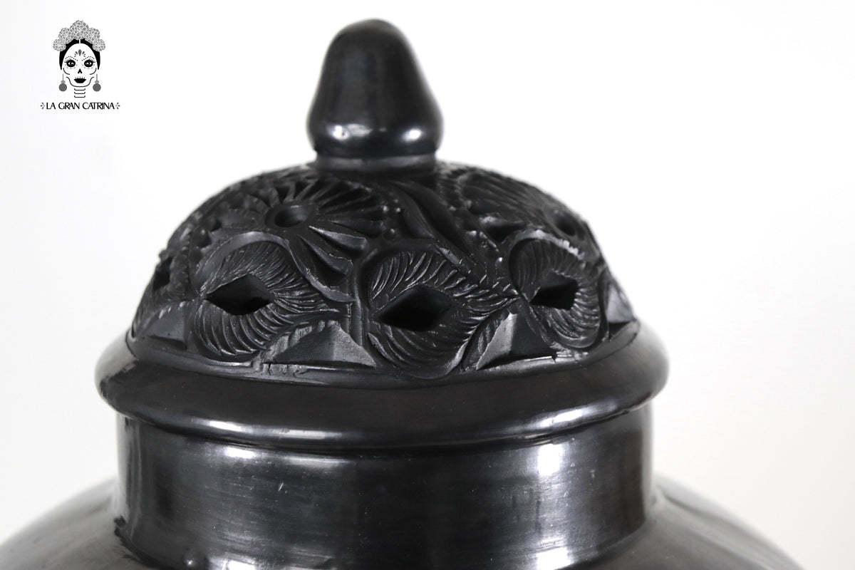 Jarrón &quot;Arena&quot; Artesanal de Barro Negro 37 cm. 14.5 in