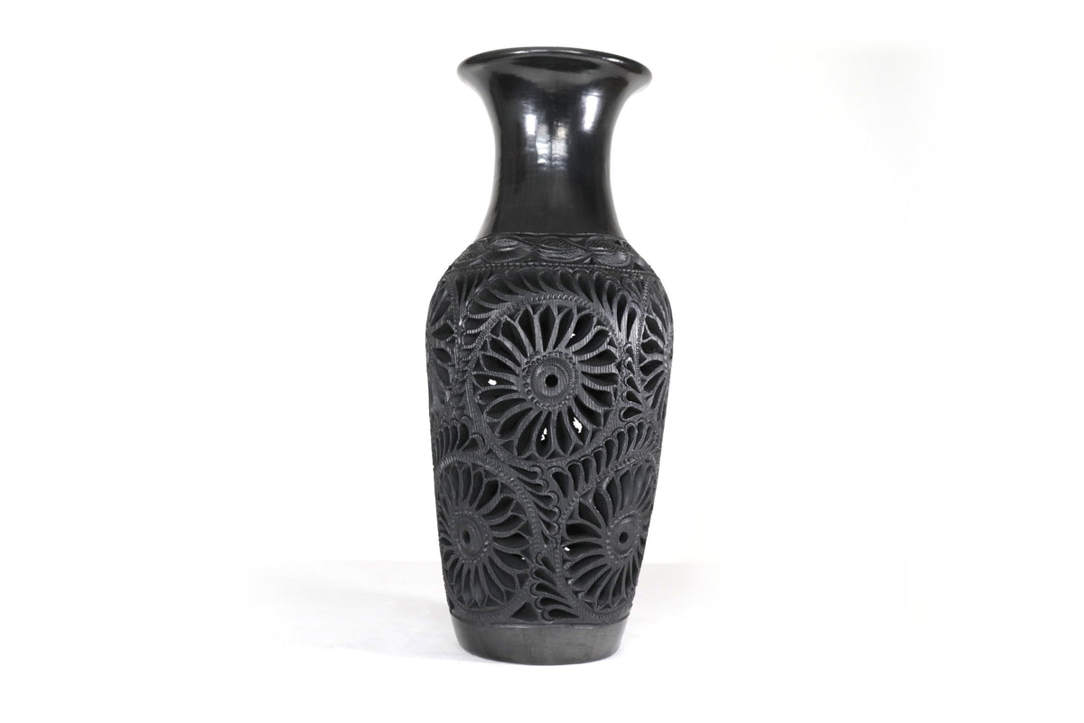 Jarrón &quot;Fuego&quot; Artesanal de Barro Negro 44 cm. 17.3 in.