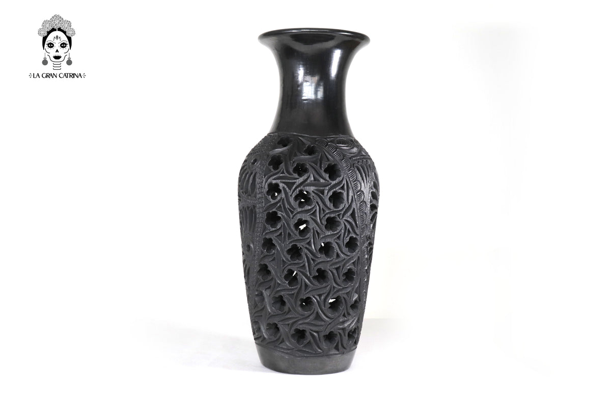 Jarrón &quot;Fuego&quot; Artesanal de Barro Negro 44 cm. 17.3 in.
