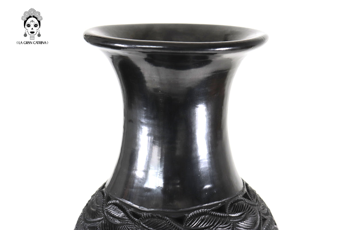 Jarrón &quot;Fuego&quot; Artesanal de Barro Negro 44 cm. 17.3 in.