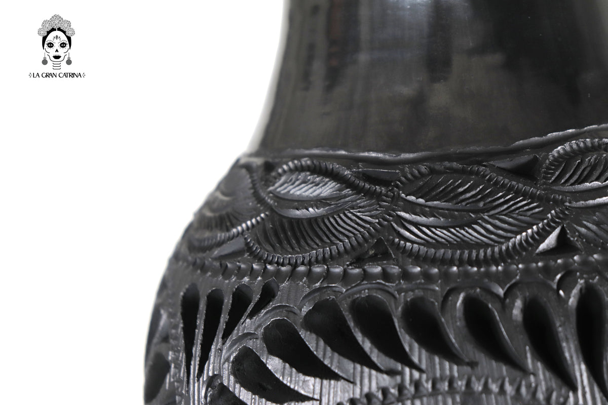 Jarrón &quot;Fuego&quot; Artesanal de Barro Negro 44 cm. 17.3 in.