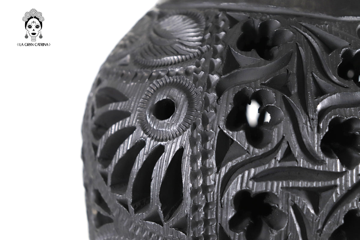 Jarrón &quot;Fuego&quot; Artesanal de Barro Negro 44 cm. 17.3 in.
