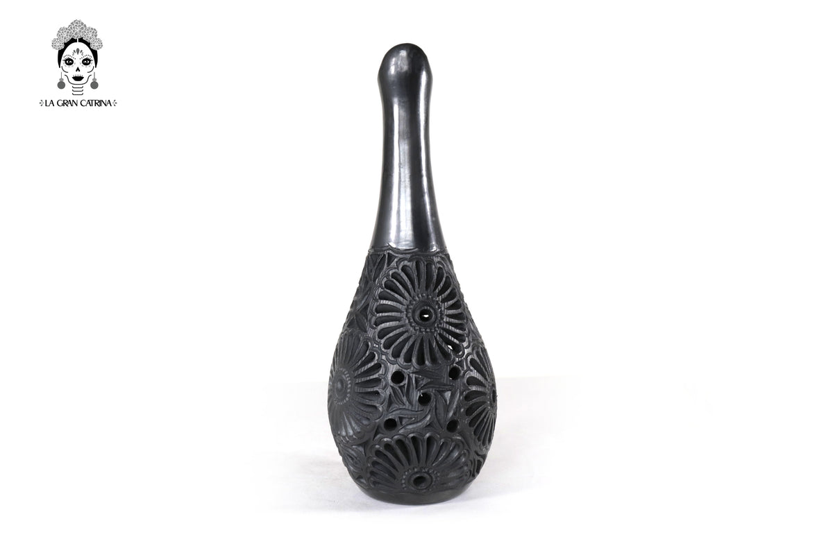 Jarrón &quot;Río chico&quot; Artesanal de Barro Negro 36 cm. 14.1 in.