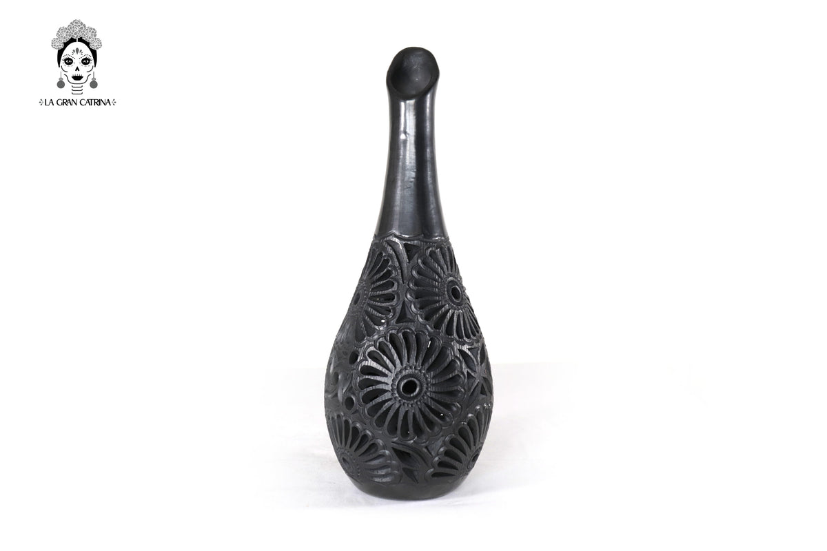 Jarrón &quot;Río chico&quot; Artesanal de Barro Negro 36 cm. 14.1 in.