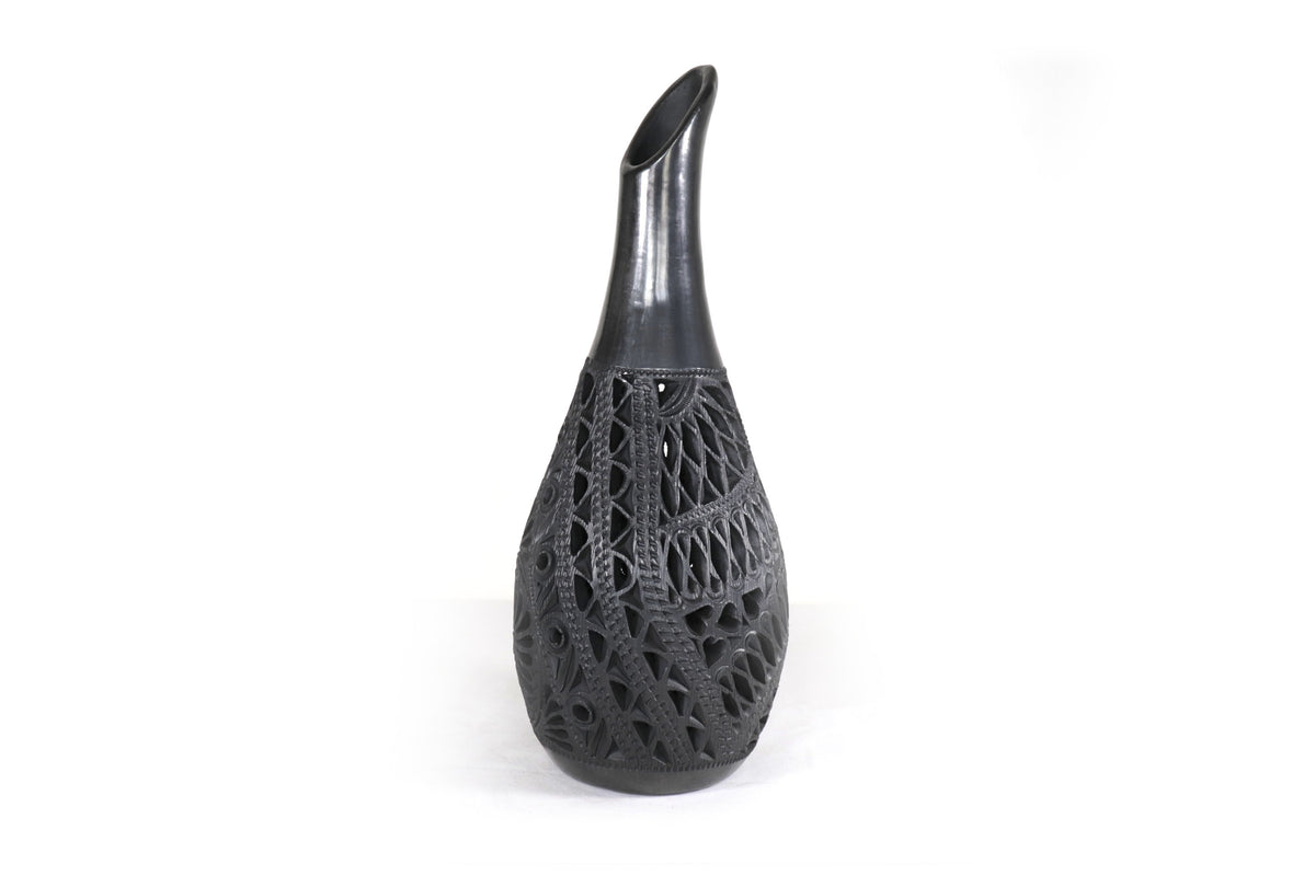 Jarrón &quot;Río grande&quot; Artesanal de Barro Negro 43 cm. 16.9 in.