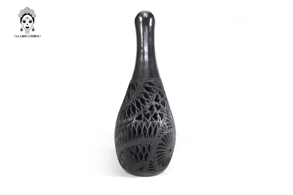 Jarrón &quot;Río grande&quot; Artesanal de Barro Negro 43 cm. 16.9 in.