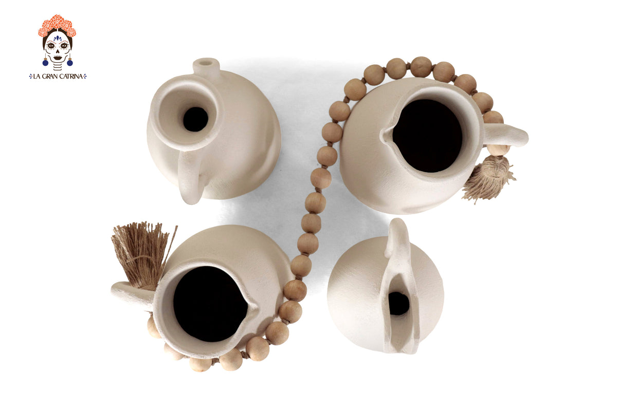 Set de Jarrones Artesanales “Tierra Serena” con Cuentas de Madera Artesanía