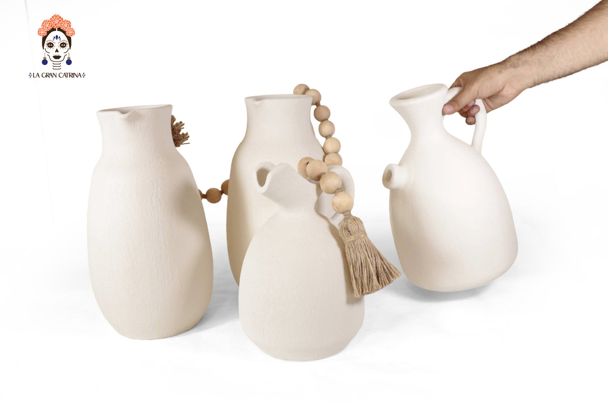 Set de Jarrones Artesanales “Tierra Serena” con Cuentas de Madera Artesanía