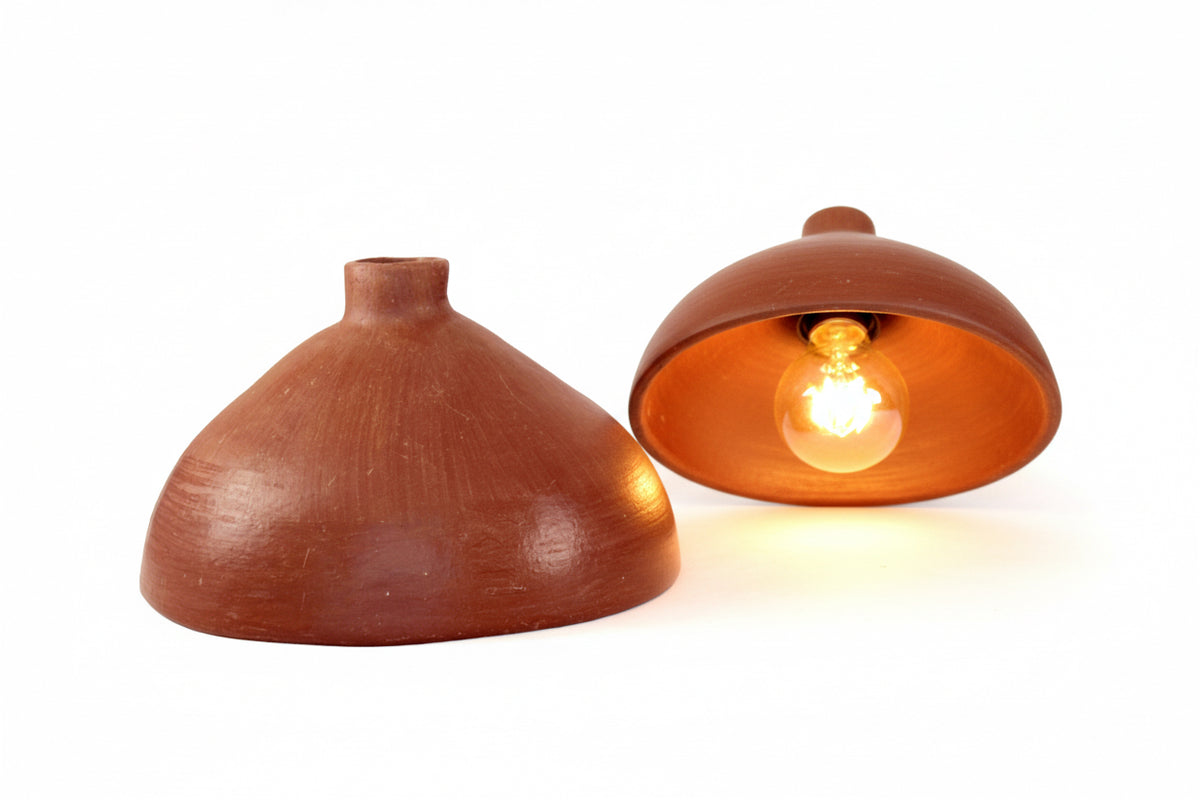 Pantalla de Lámpara Alta de Barro Artesanal - 28.5 Cm. 11.2 In. Artesanía
