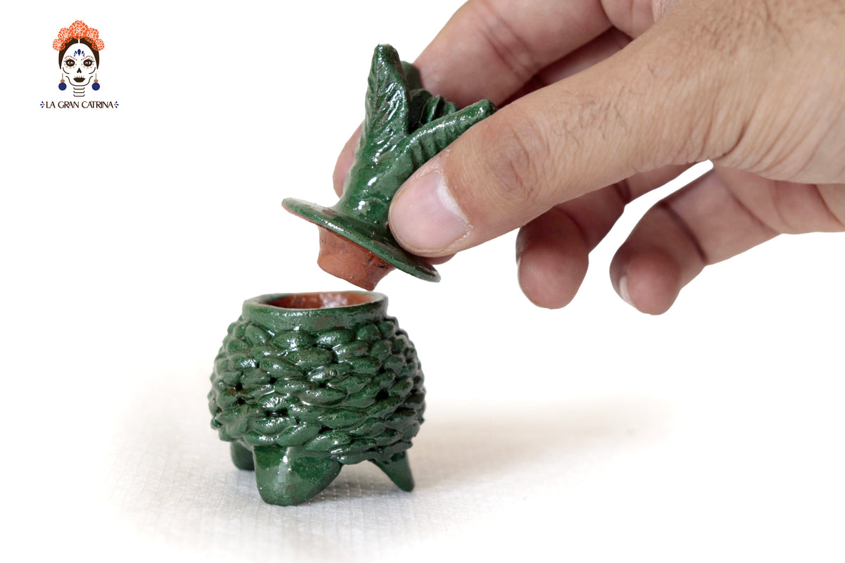 Set piña michoacana de barro - Verdes miniatura - 8 cm. 3.1 in. Piña