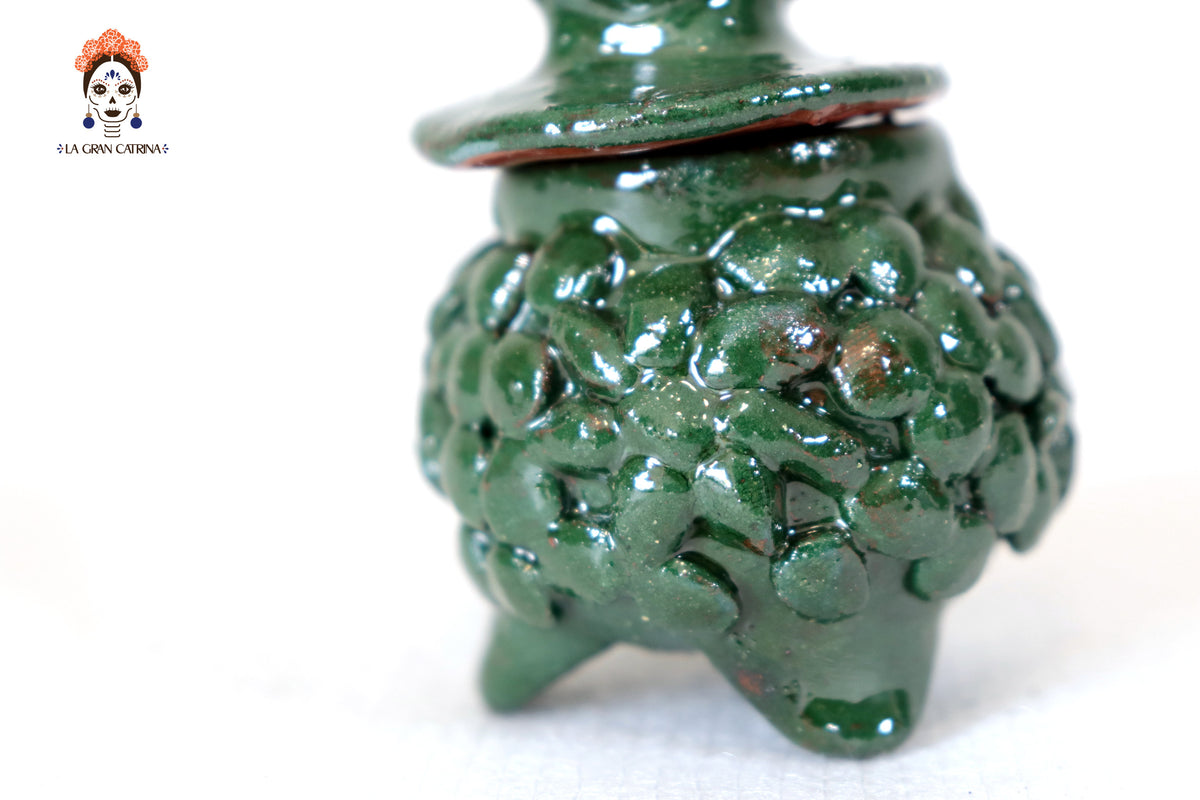 Set piña michoacana de barro - Verdes miniatura - 8 cm. 3.1 in. Piña