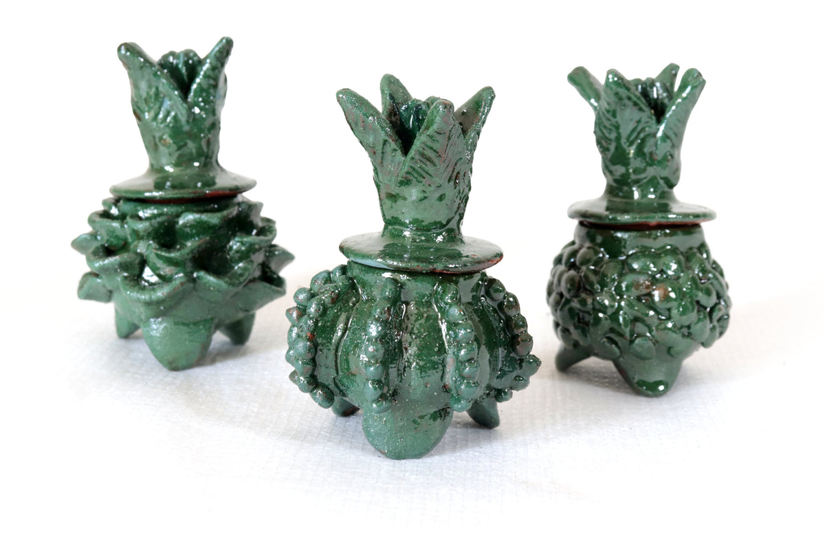 Set piña michoacana de barro - Verdes miniatura - 8 cm. 3.1 in. Piña