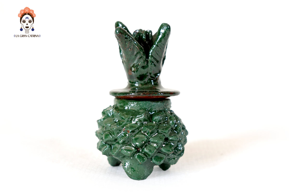 Set piña michoacana de barro - Verdes miniatura - 8 cm. 3.1 in. Piña