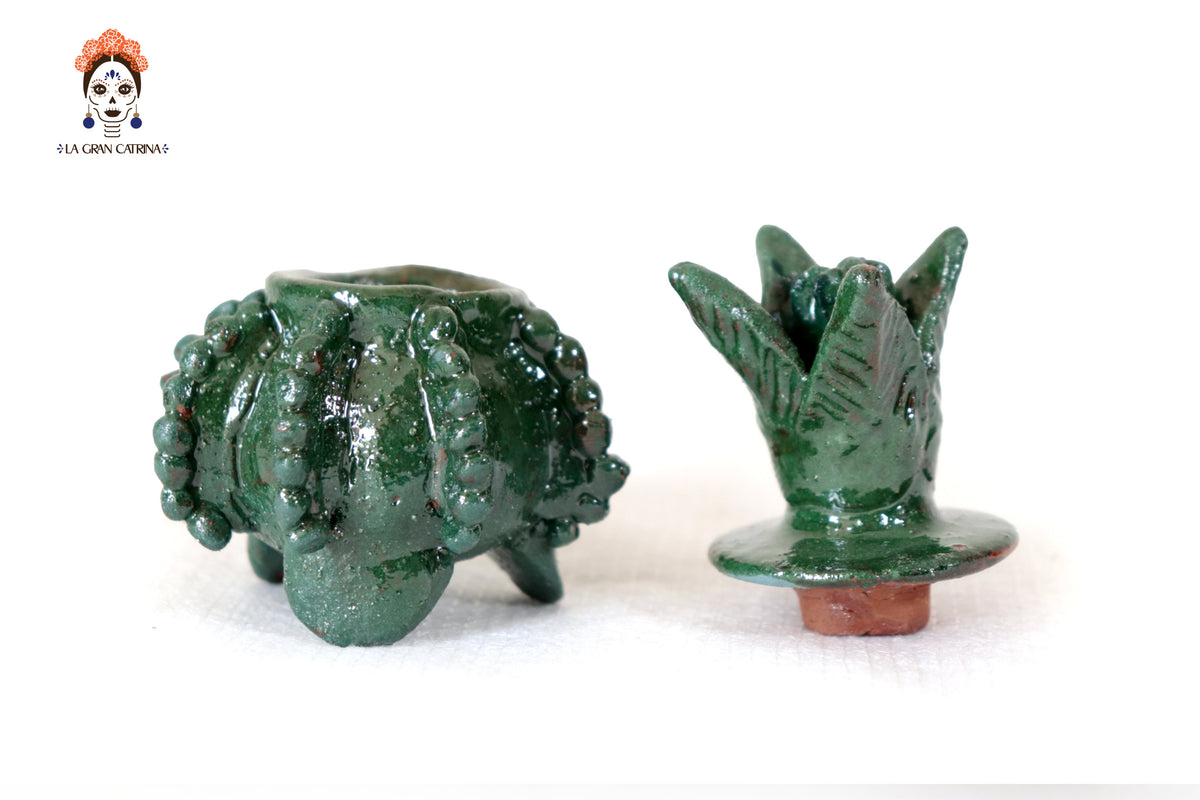 Set piña michoacana de barro - Verdes miniatura - 8 cm. 3.1 in. Piña