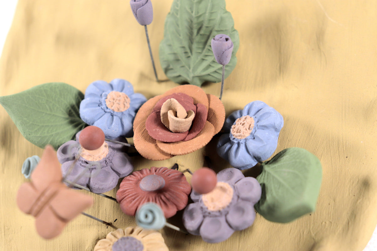 Nopal con Flores Artesanales - Arte Mexicano para Pared - 27.5 cm 10.8 in. Artesanía