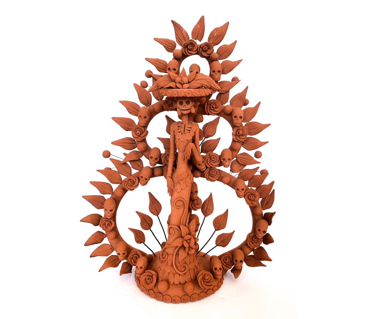 Ofrenda de Catrina - Barro natural 41 cm.