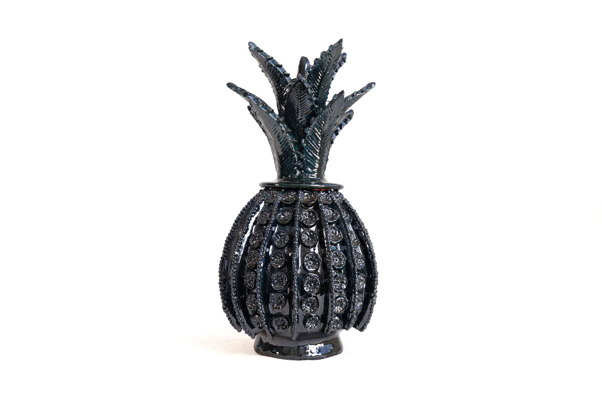 Piña Michoacana Turquesa Biznaga con Flores - 40 cm. 16.6 in. Piña